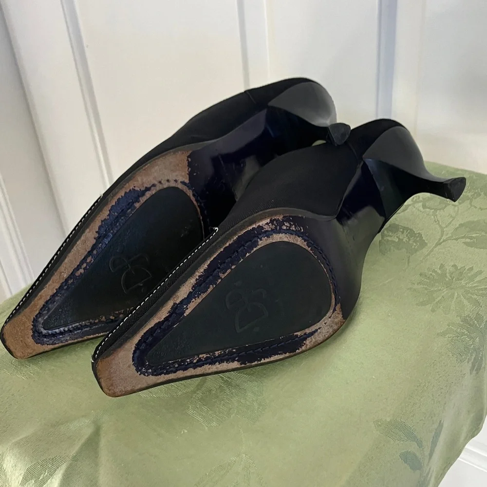 Donald J. Pliner Black Mules with White Stitching - Picture 5 of 6
